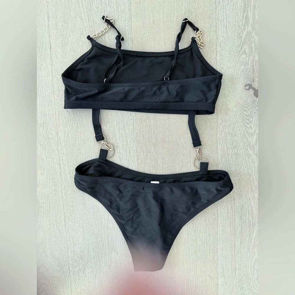 New Black Bikini Swimmer One piece Swimsuit Bathing Suit size S